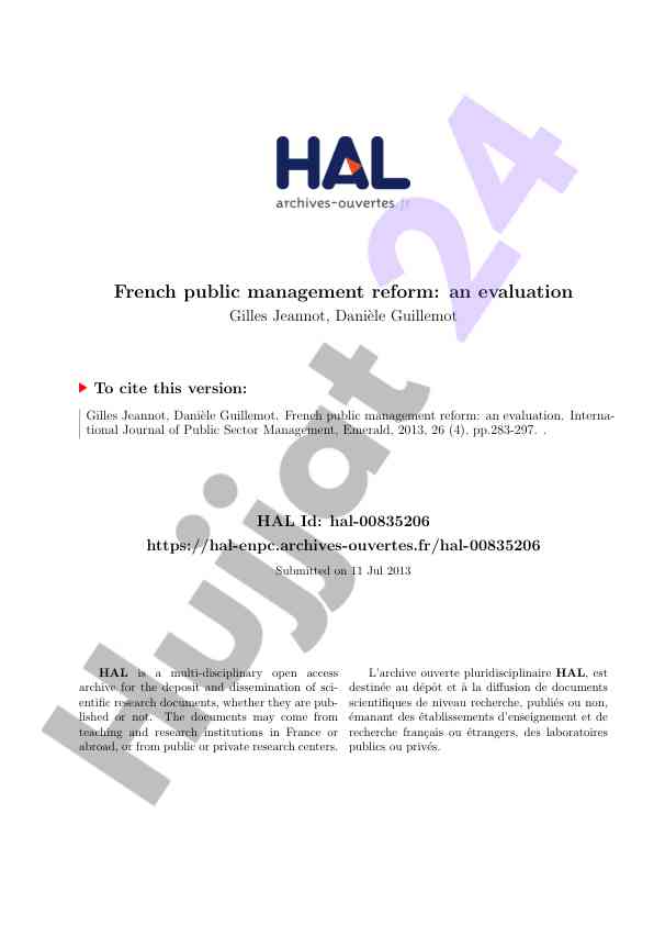 Evaluation of french public management reform insights