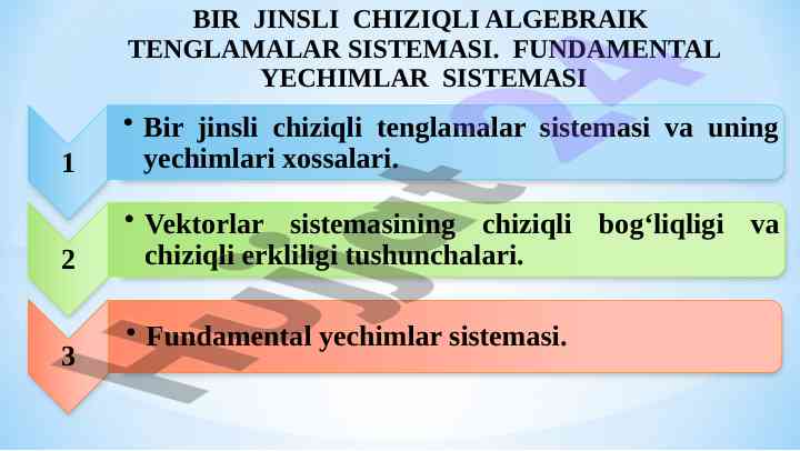 Chiziqli algebraik tenglamalar sistemasining yechimlari