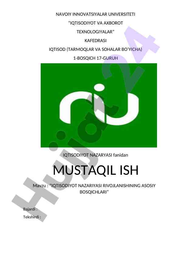 Iqtisodiyot nazariyasi rivojlanishining asosiy bosqichlari