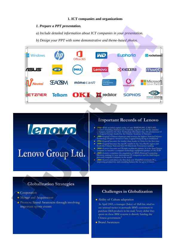 Ict companies overview and presentation design