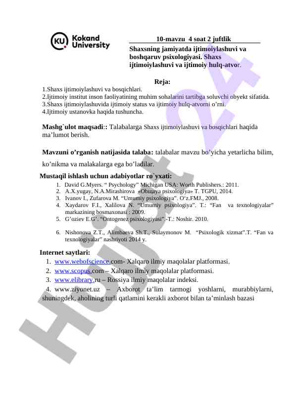 Shaxs ijtimoiylashuvi va bosqichlari tushunchasi