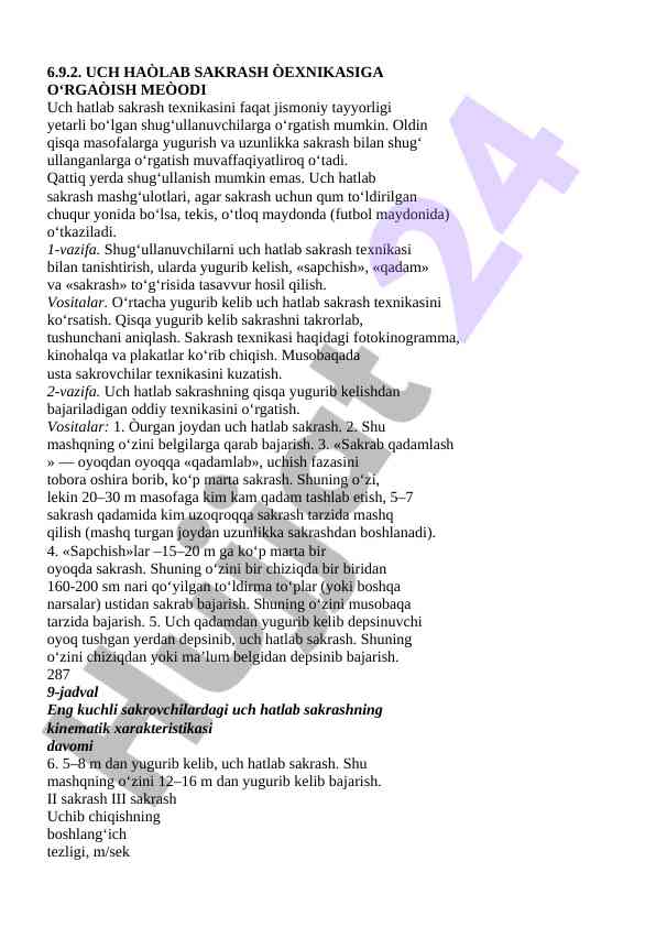 Uch hatlab sakrash texnikasini o‘rgatish usullari