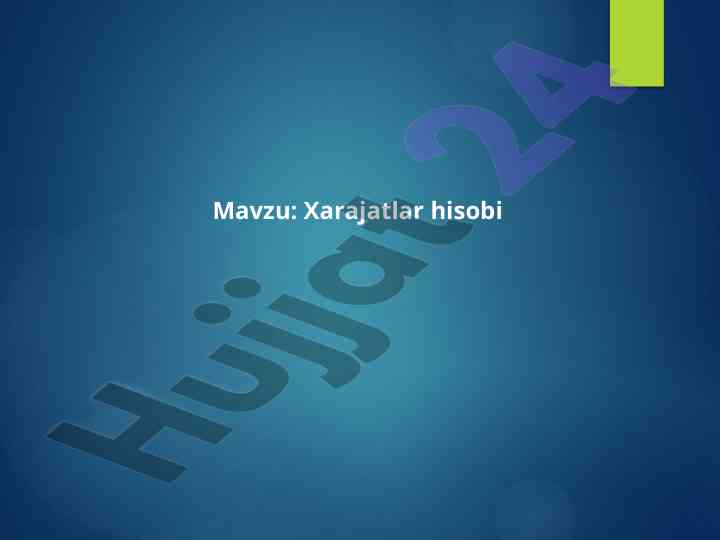 Xarajatlar hisobi bilan bog'liq asosiy masalalar