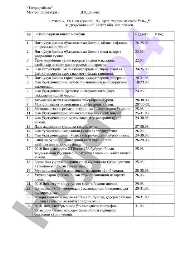 2023 ўқув йили иш режаси тўғрисида тақдимот