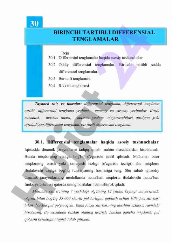 Birinchi tartibli differensial tenglamalar asoslari