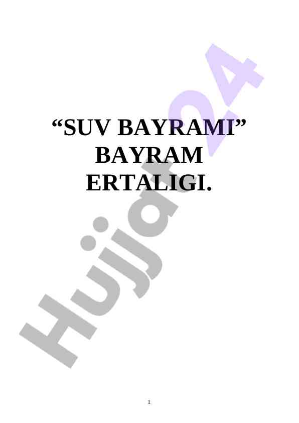 Suv bayrami manzaralari va qahramonlar