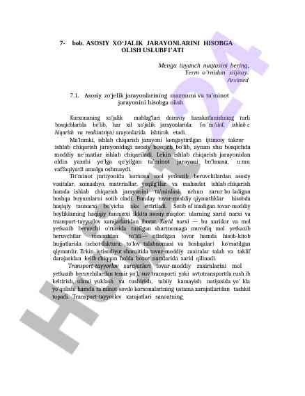 Asosiy xo‘jalik jarayonlarini hisobga olish uslubiyati
