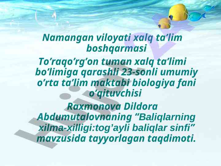 Baliqlarning xilma-xilligi: tog’ayli baliqlar sinfi