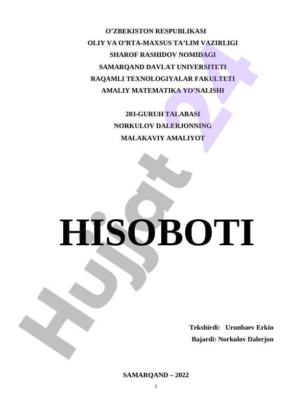 Oddiy differensial tenglamalar matematika modellari