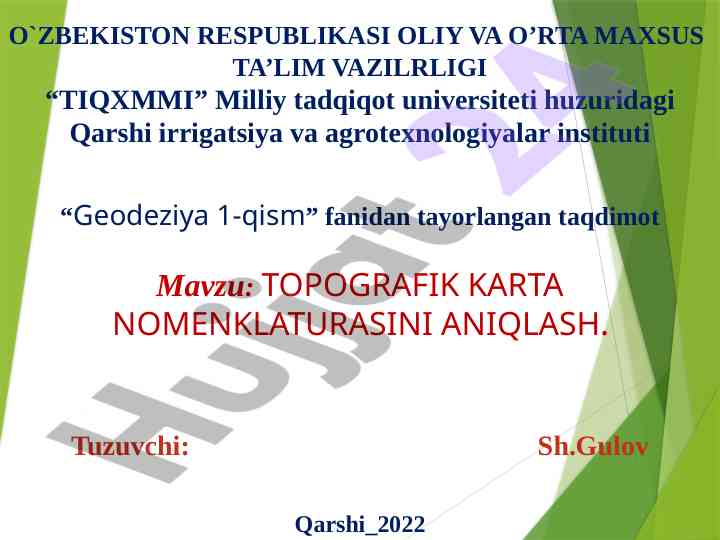 Topografik karta nomenklaturasini aniqlash