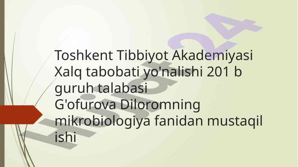 Bakteriyalar fiziologiyasi va oziqlanishi