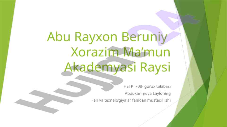 Abu rayhon beruniy haqida mustaqil ish