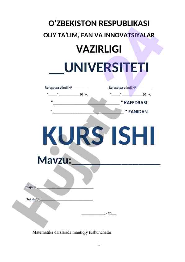 Matematika Darslarida Mantiqiy Tushunchalar