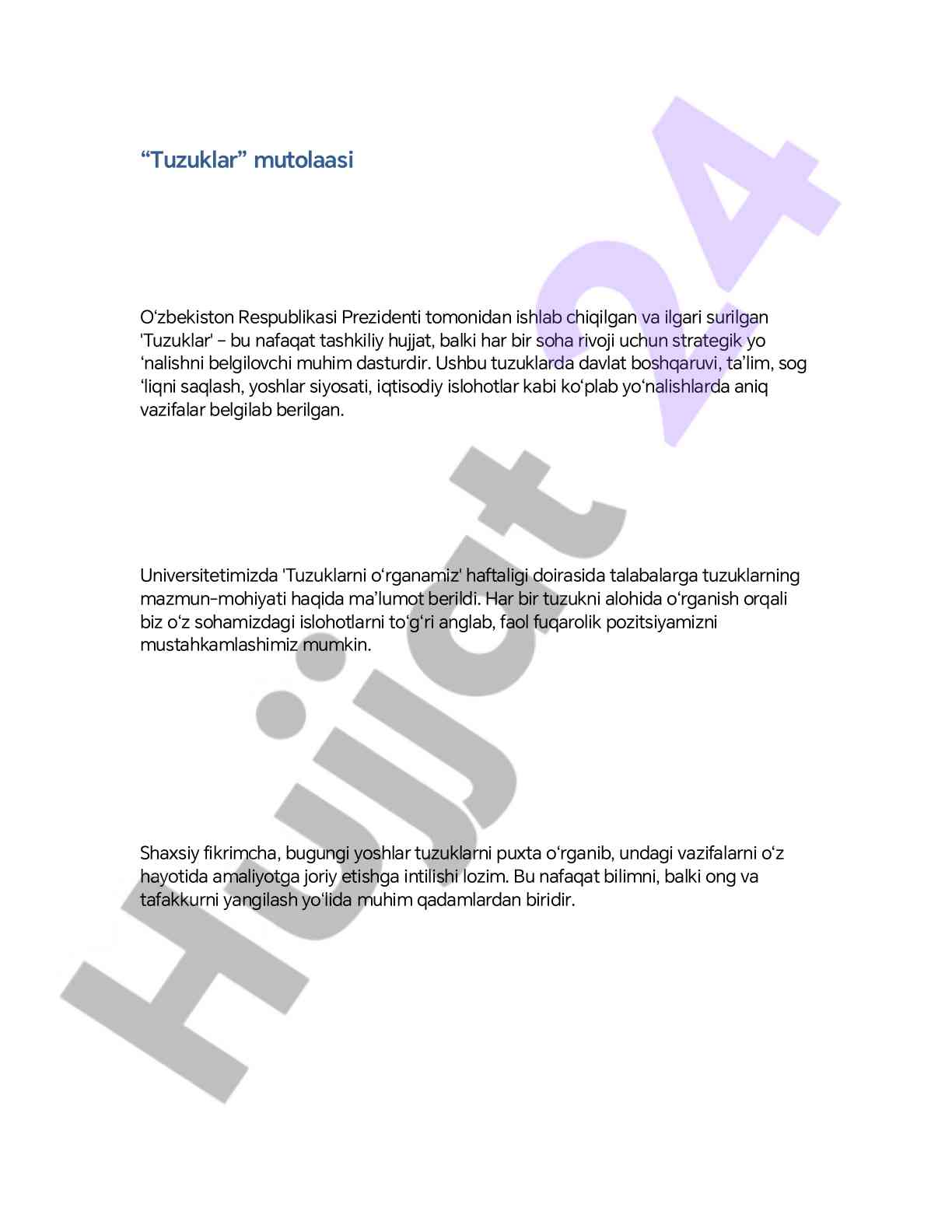 Tuzuklar mutolaasi va rivojlanish strategiyalari