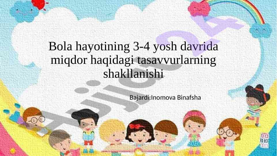 Miqdor tushunchasi va bolalar rivojlanishi