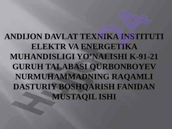 Sanoat 4.0 konsepsiyasi va aqlli ishlab chiqarish