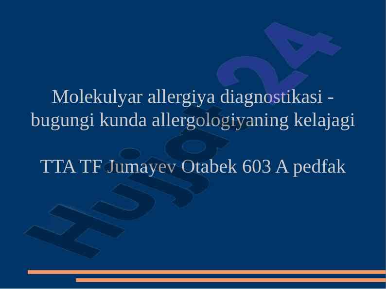 Molekulyar allergiya diagnostikasi va tahlil usullari