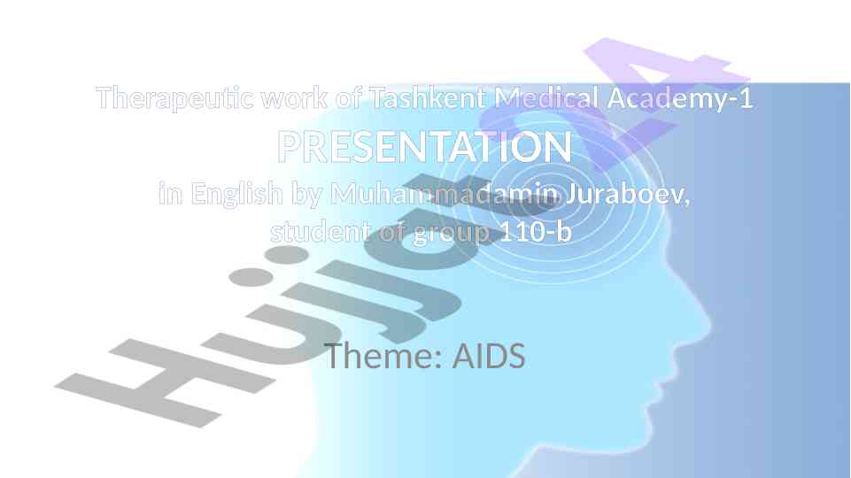 Therapeutic work on hiv aids presentation