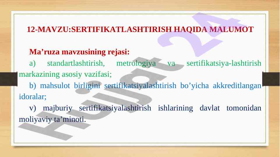 Sertifikatsiyalashtirish tizimlarini takomillashtirish