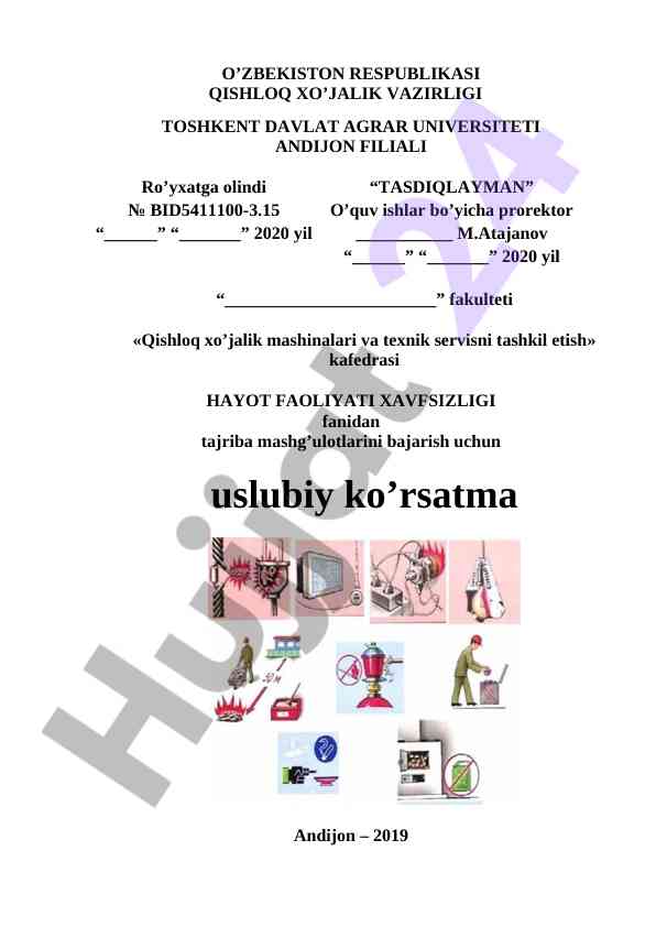Xayot faoliyati xavfsizligi uslubiy ko‘rsatma