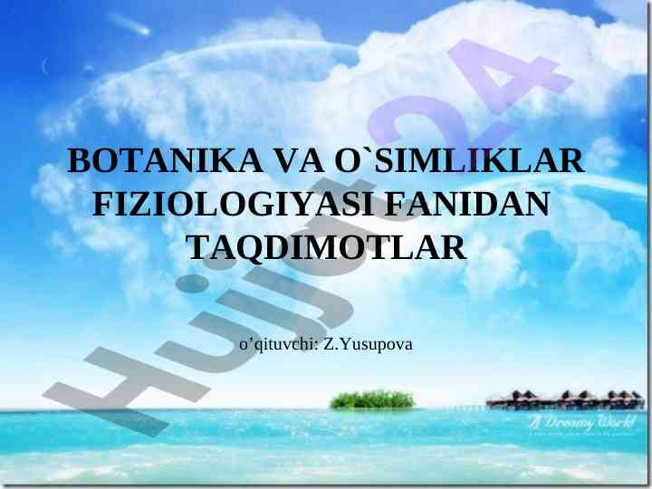 O‘simliklar fiziologiyasi va novdalar mundarijasi