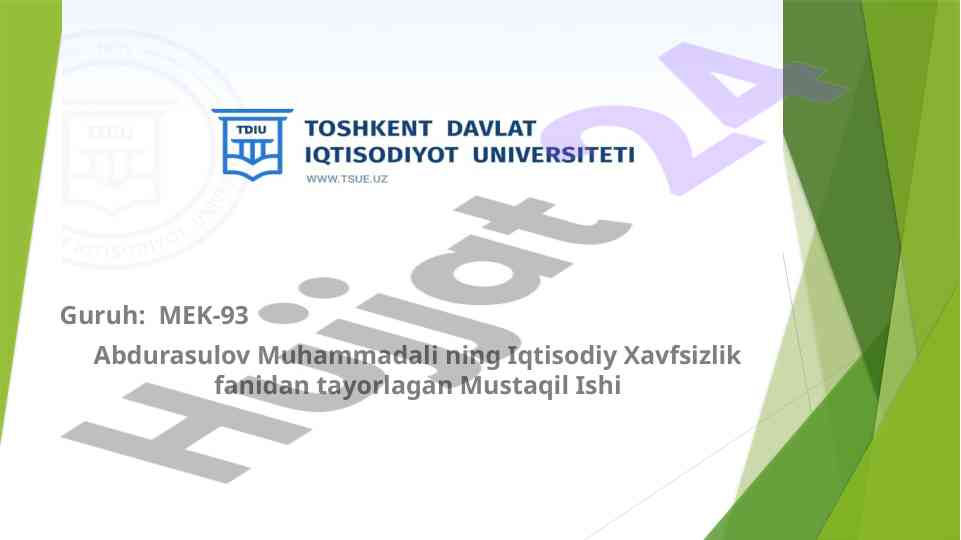Iqtisodiy xavfsizlik ko’rsatkichlari tahlili