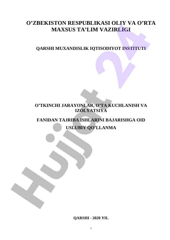 Usuliy qo‘llanma elektr energetika fanidan tajribalar