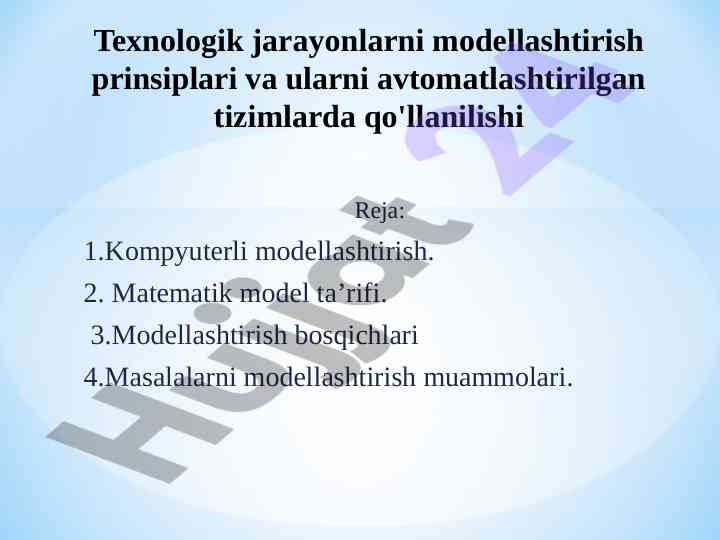 Matematik model ta’rifi va modellashtirish bosqichlari