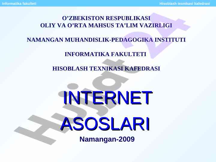 Internet tarmog‘i haqida o‘quv qo‘llanma