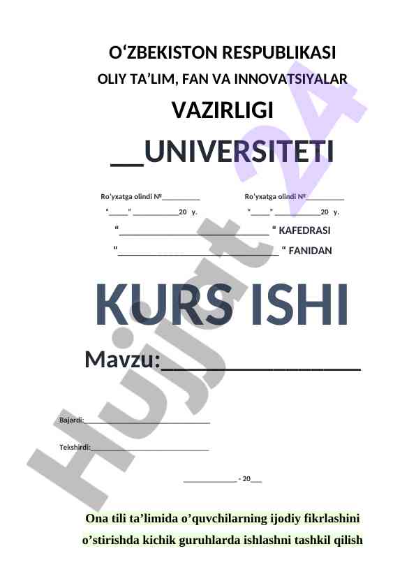 Ona Tili Ta’limida Ijodiy Fikrlashni O’stirish
