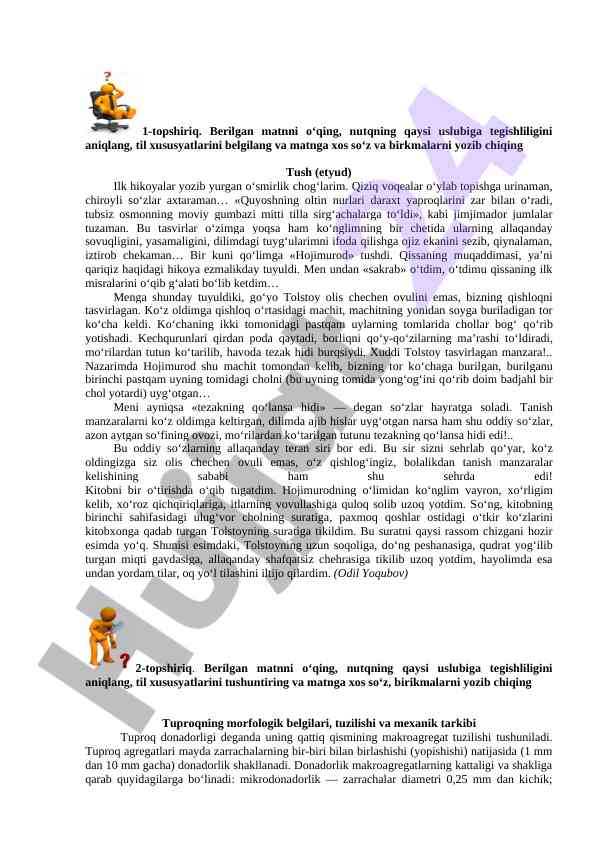 Nutq uslubi va til xususiyatlarini tahlil qilish