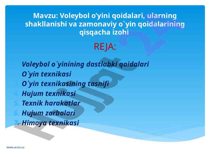 Voleybol O‘yini Qoidalari Va Zamonaviy O‘yin Qoidalari