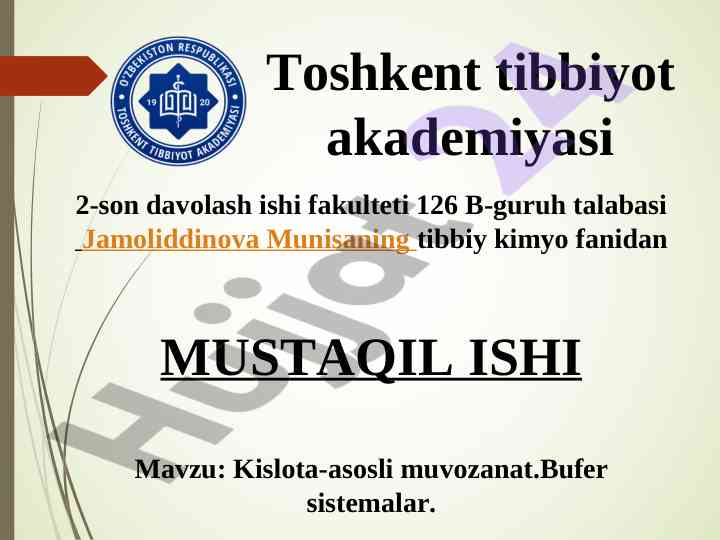 Kislota-asosli muvozanat bufer sistemalari