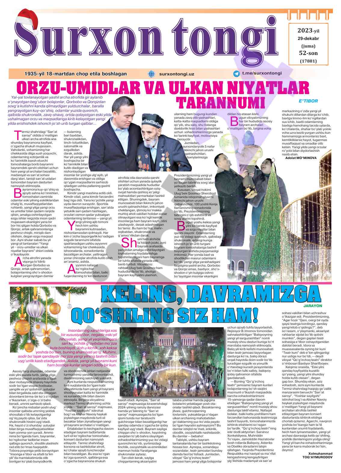 Yil boshida inson hayoti va bayramlar