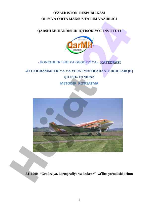 Fotogrammetriya va yerni masofadan turib tadqiq qilish