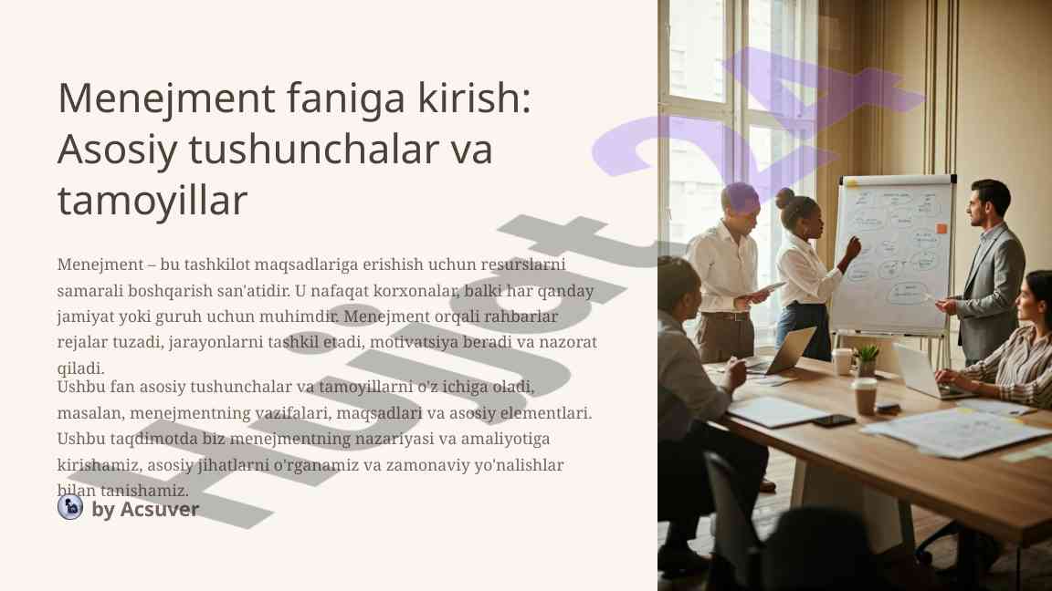 Menejment faniga kirish asosiy tushunchalar va tamoyillar