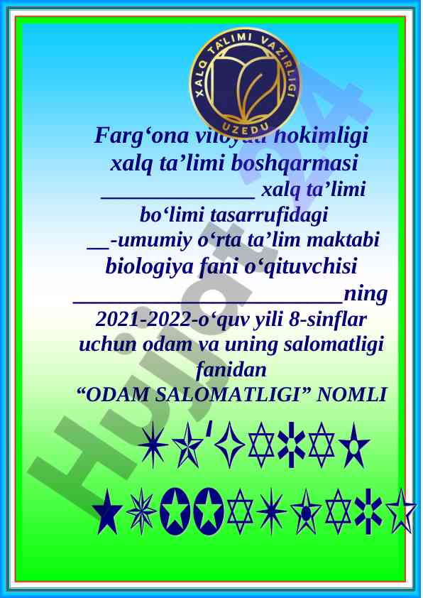 Odam salomatligi to‘garak a‘zolari haqida ma’lumot