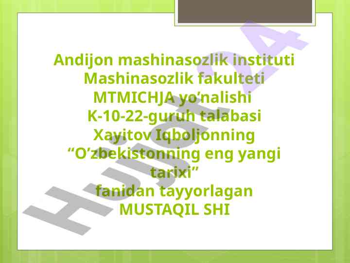 O’zbekistonning eng yangi tarixi: mashinasozlik sanoati