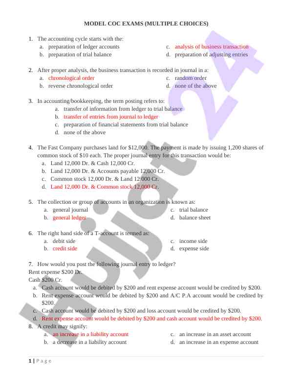 Model coc exams boyicha savollar