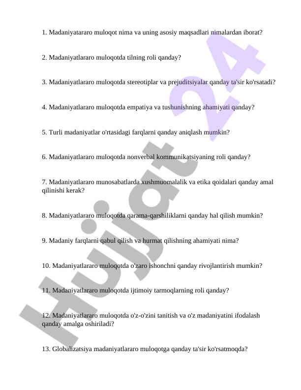 Madaniyatlararo muloqot: muammo va asosiy maqsadlar