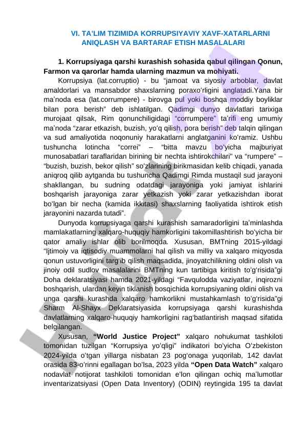 Korrupsiyaviy xavf-xatarlarni aniqlash va bartaraf etish