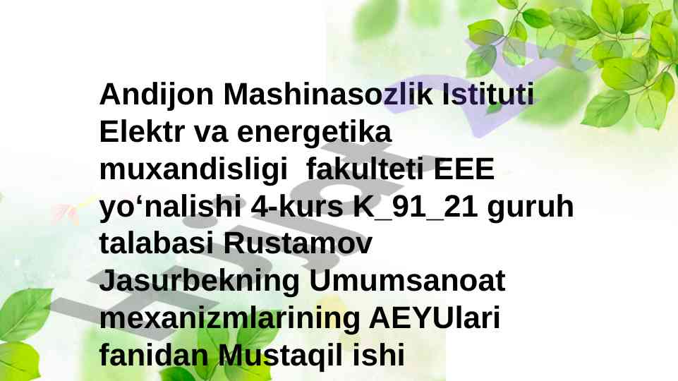 Bosim qurilmalarini avtomatlashtirish mustaqil ish