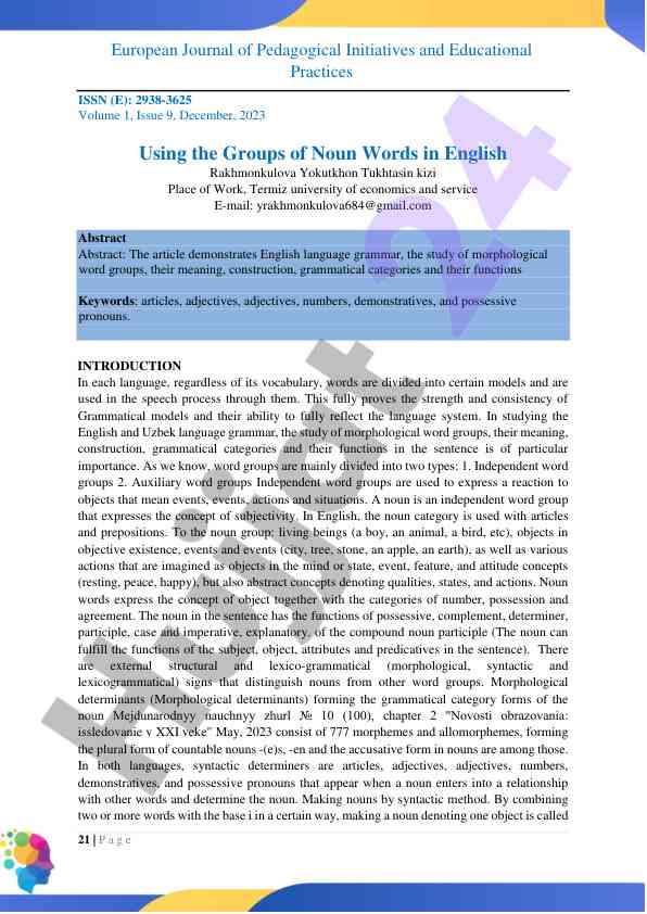 Morphological word groups in english language grammar
