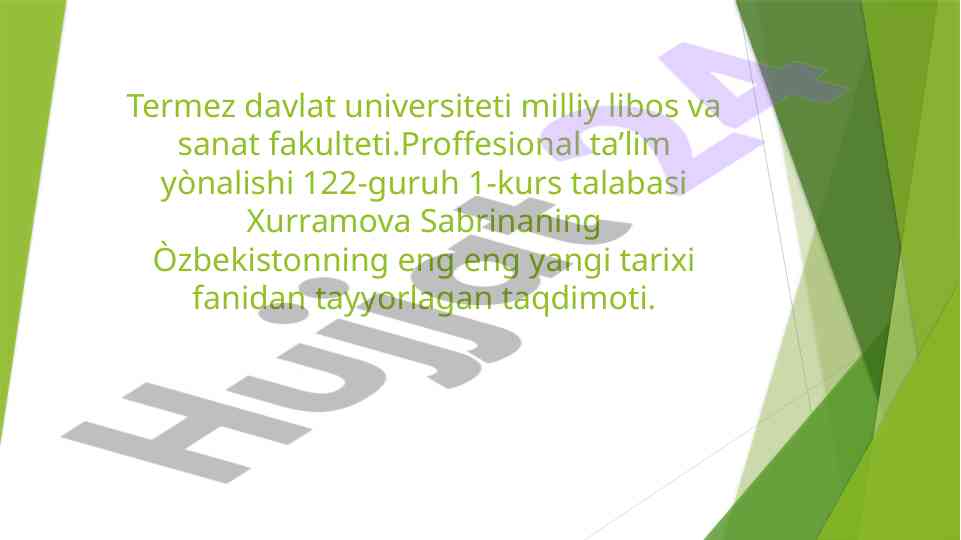 O'zbekistonning eng yangi tarixi taqdimoti