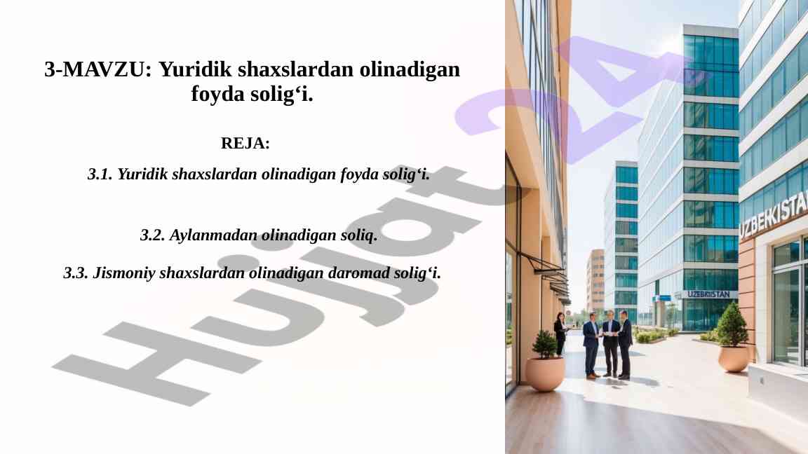 Yuridik shaxslardan olinadigan foyda solig‘i tahlili