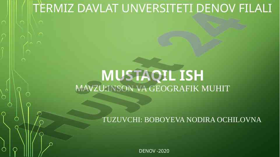 Inson va geografik muhit tahlili 2020
