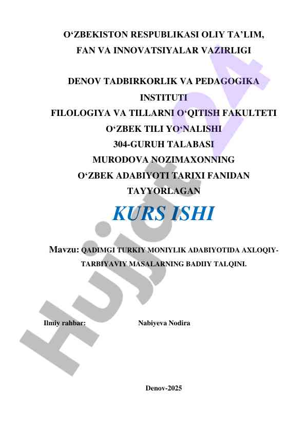 Qadimgi turkiy moniylik adabiyotida axloqiy masalalar