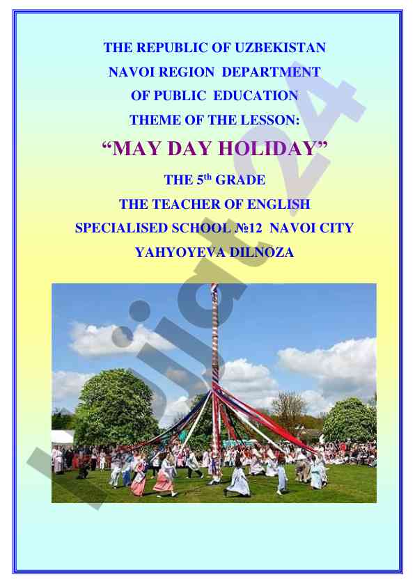 May day holiday lesson plan for 5th grade students