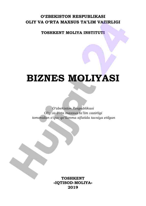 Biznes moliyasi o‘quv qo‘llanma 2019