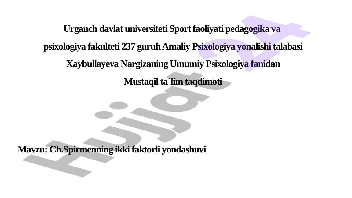 Amaliy psixologiya ta'lim taqdimoti ikki faktorli yondashuv